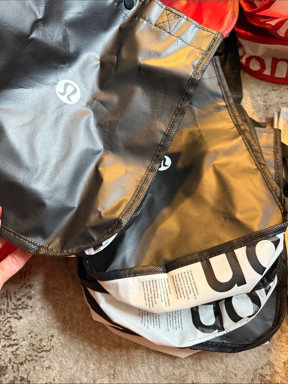 Bundle of 5 Lululemon Small Shopping Bag Black